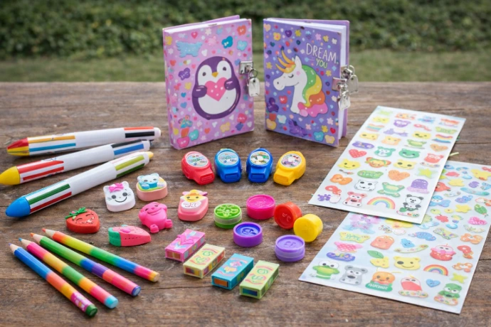 la papeterie dans les cartables des années 80