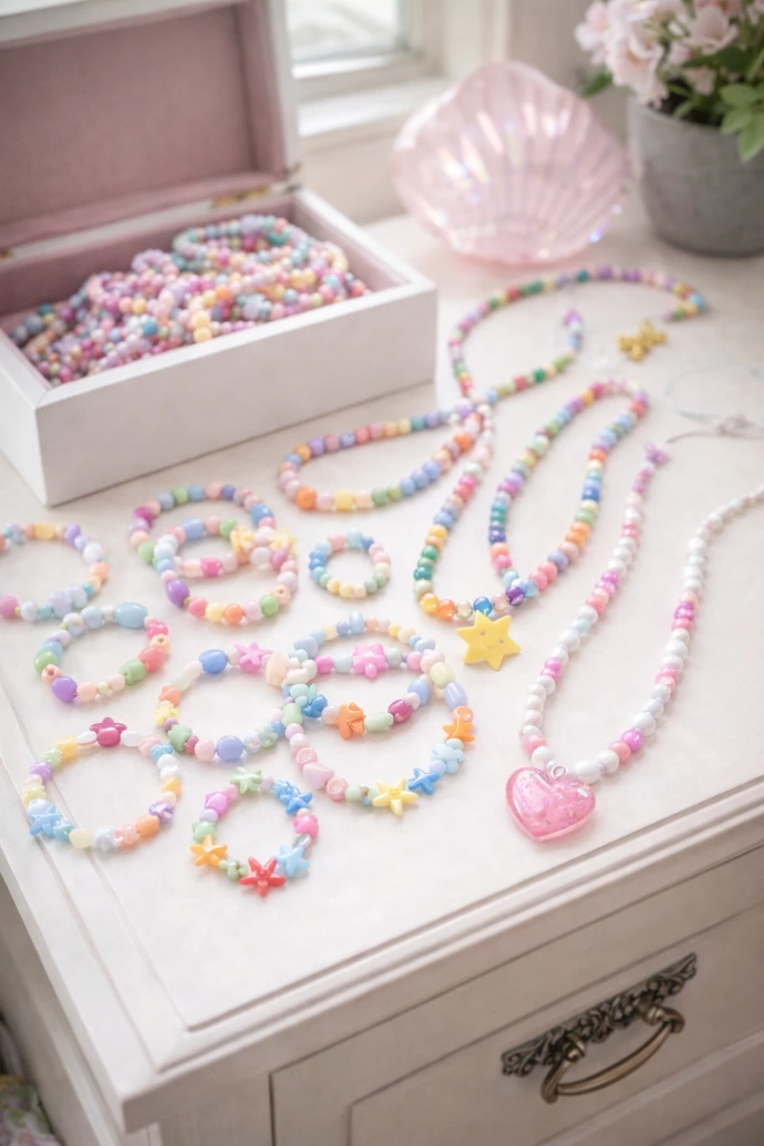 bracelets, colliers, bagues de kermesse