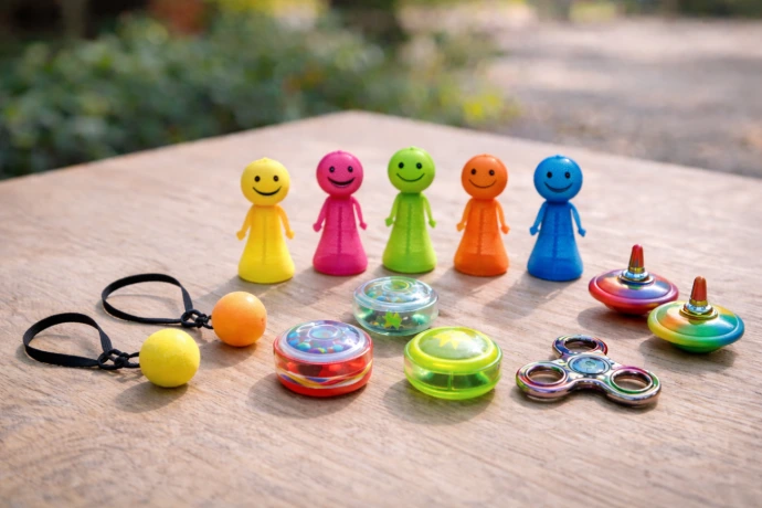 yoyo, toupie, bonhomme sauteur pour cadeau pochette