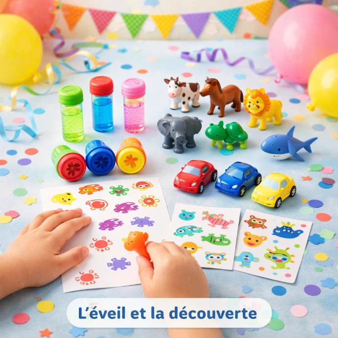 mini voiture, savon bulle, tampons pour cadeaux 3 à 5 ans