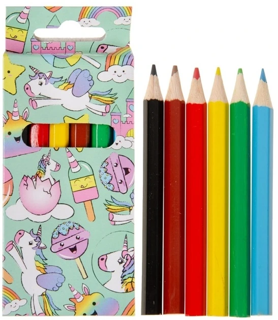 6 crayons de couleur Licorne pour coloriage enfant
