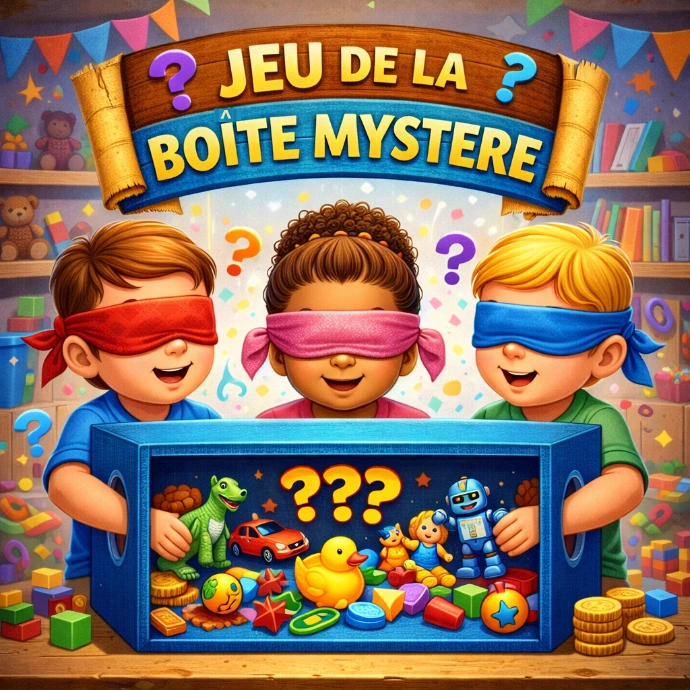 jeu de la boîte mystère avec des jouets