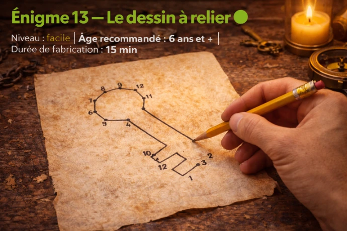 dessin à relier pour un escape game à la maison