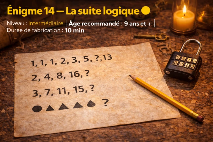 suite logique pour escape game maison