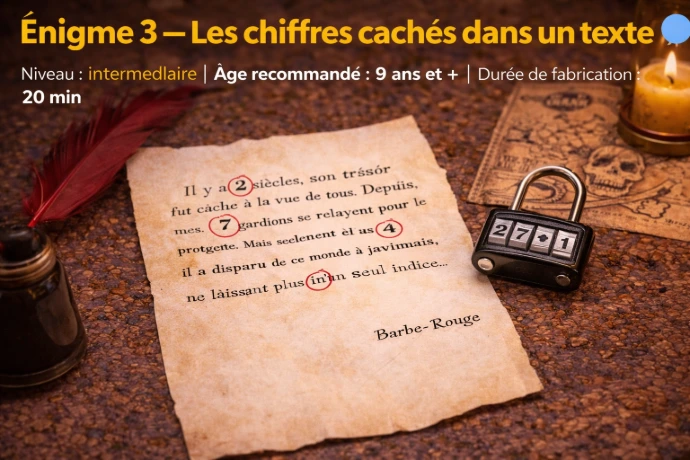 chiffres caches dans texte enigme escape