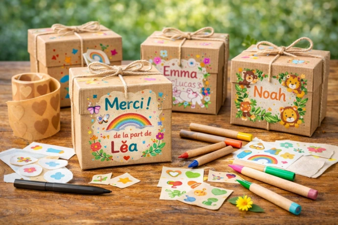 boîte en carton pour cadeau Alternatives écologiques au sac de fête plastique enfants