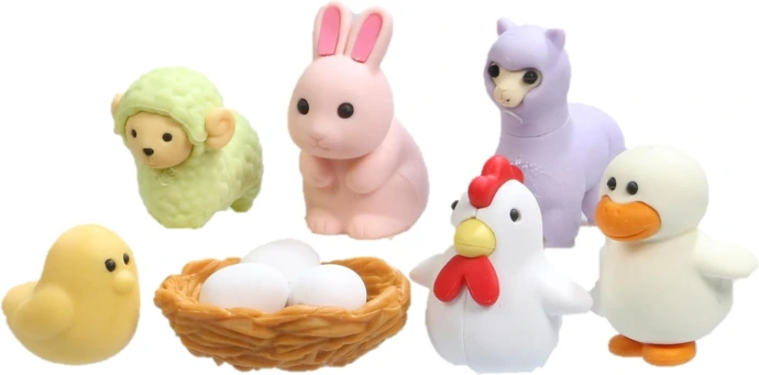 6 Gommes Kawaii univers de la ferme