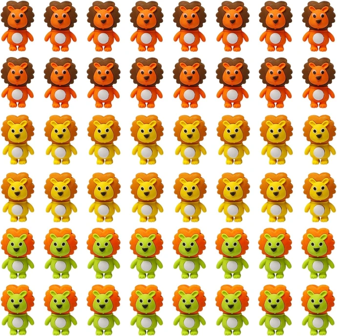48 gommes en forme de lion pour cadeaux pochettes