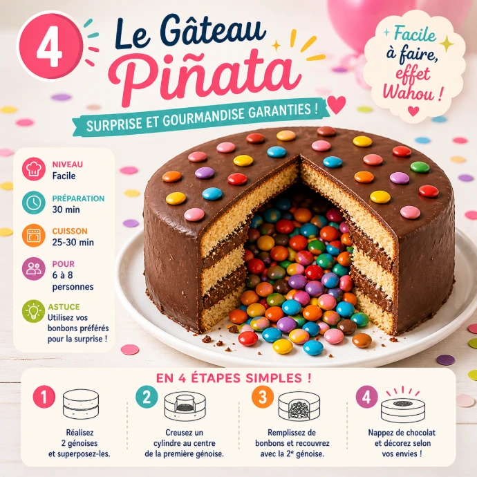 le gâteau pinata pour gateau facile d'anniversaire
