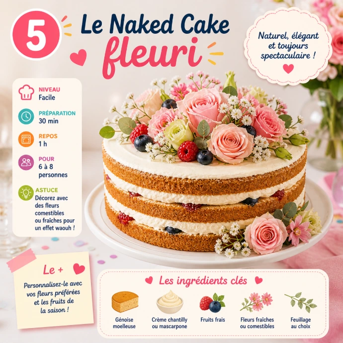 recette naked cake fleuri gateau facile