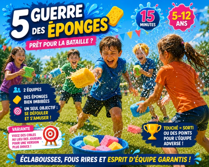 Guerre des éponges, animation avec de l'eau