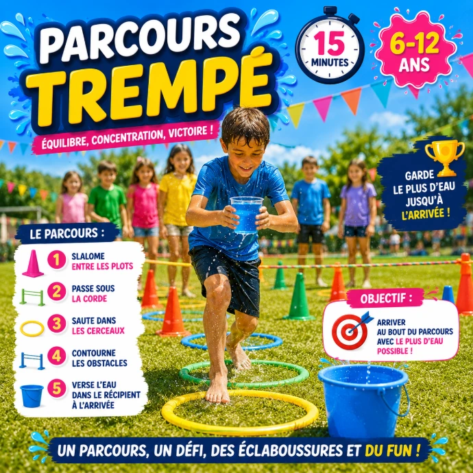 Animation parcours trempé avec eau