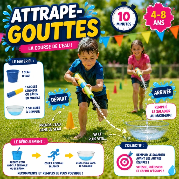 Jeu attrape gouttes jeu d'eau