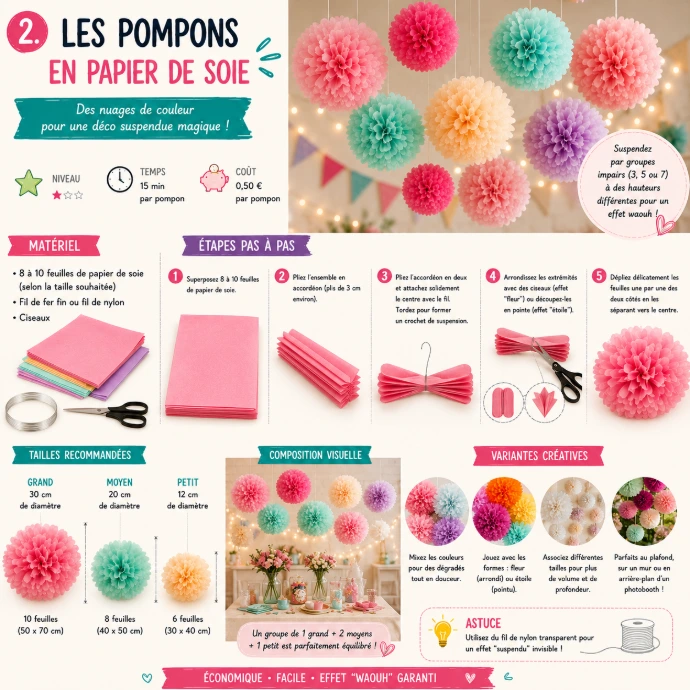 Tuto création pompons en papier de soie