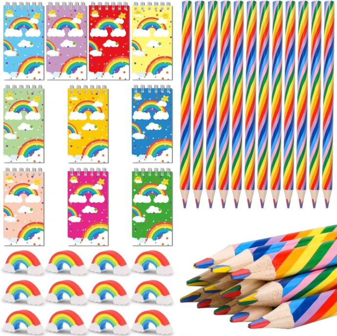 lot papeterie arc en ciel petit cadeau anniversaire